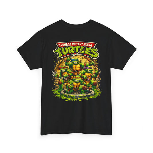 Teenage Mutant Ninja Turtles Graphic Tee — Retro TMNT Logo & Group Back Print