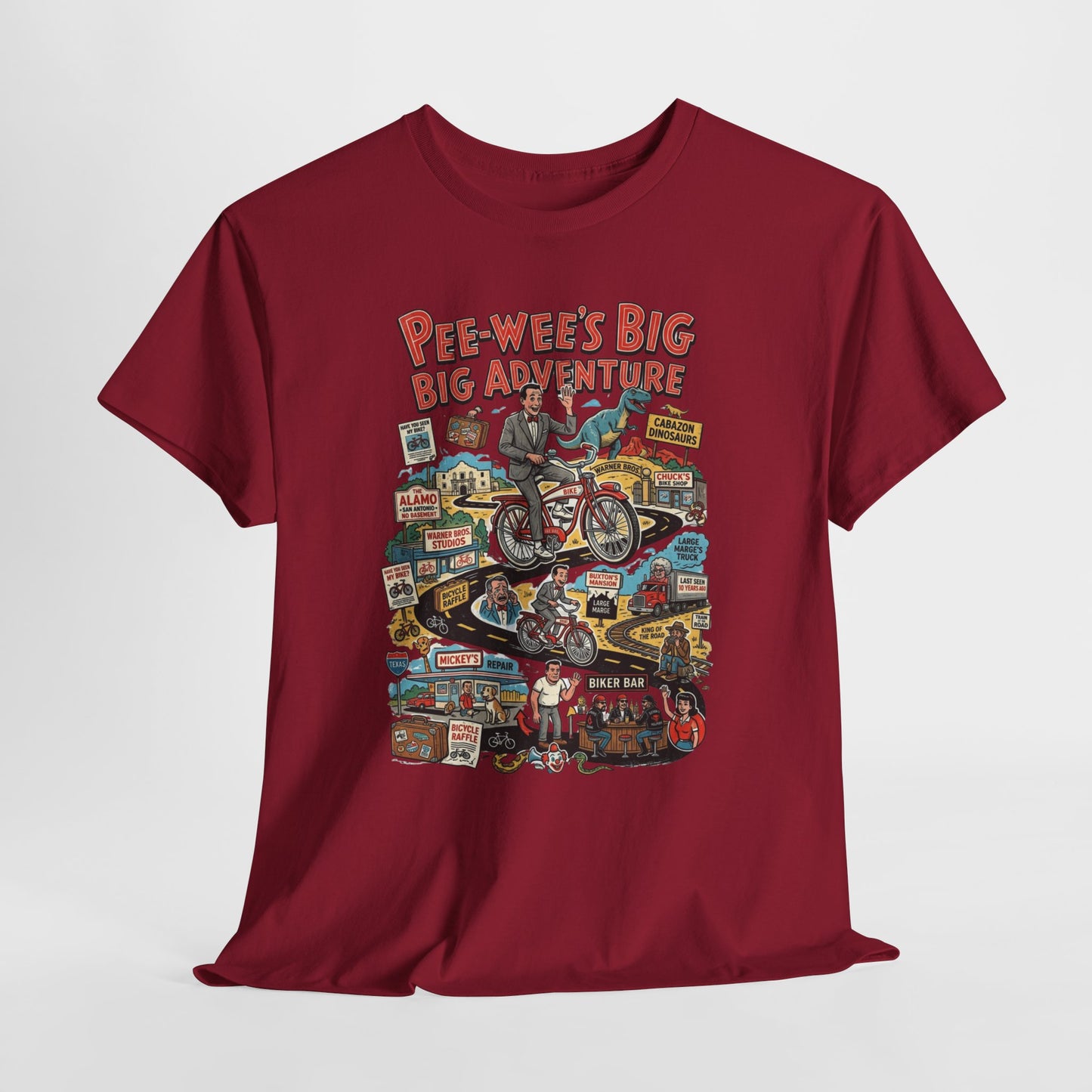 Pee-wee’s Epic Road Trip: A Collage of Adventure Graphic Tee