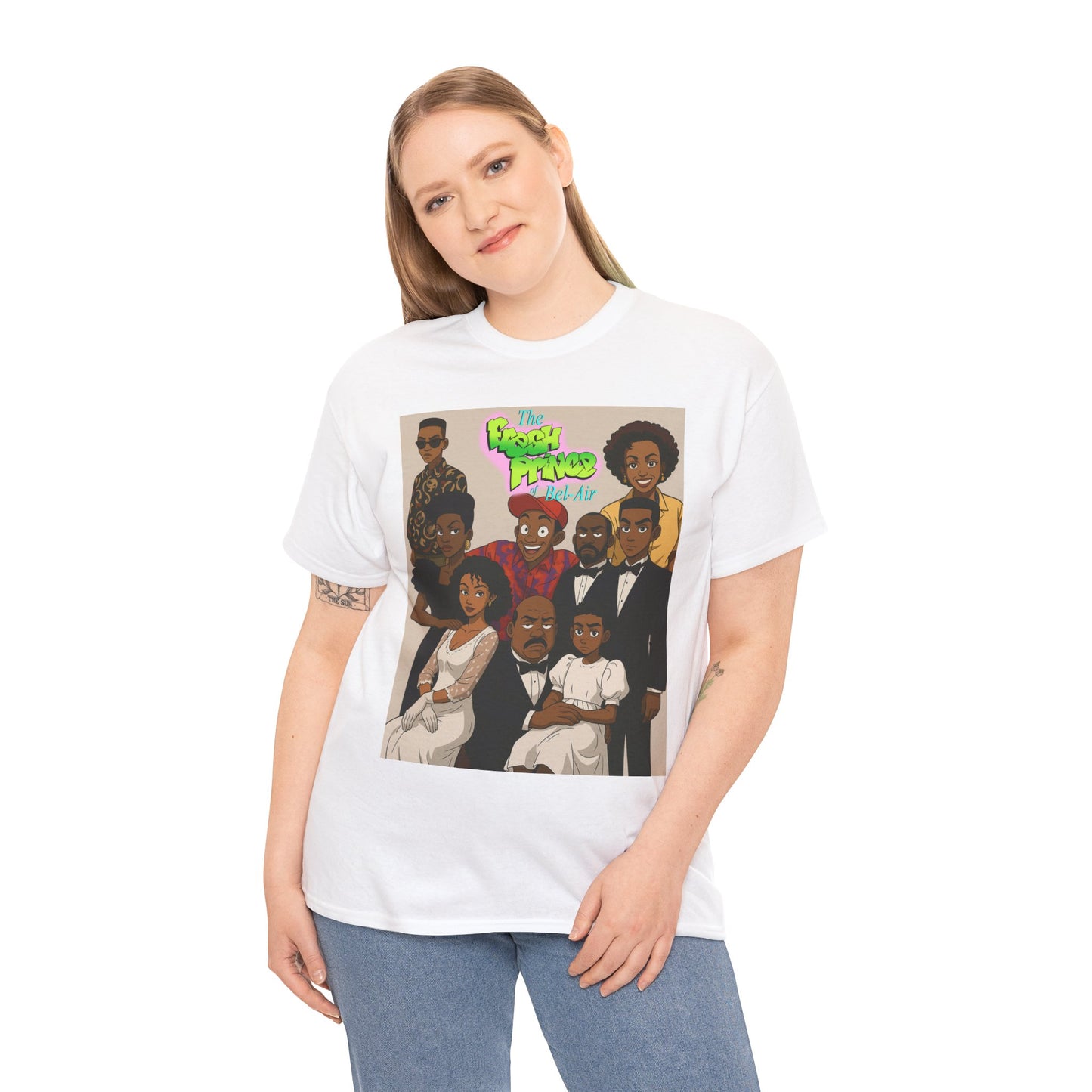 The Fresh Prince Unisex Heavy Cotton Tee - Nostalgic Cartoon Graphic Shirt