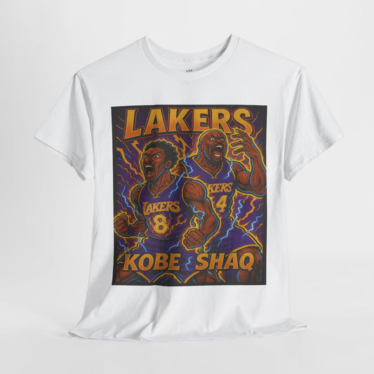 Kobe & Shaq Lakers Tee, Retro Basketball Graphic