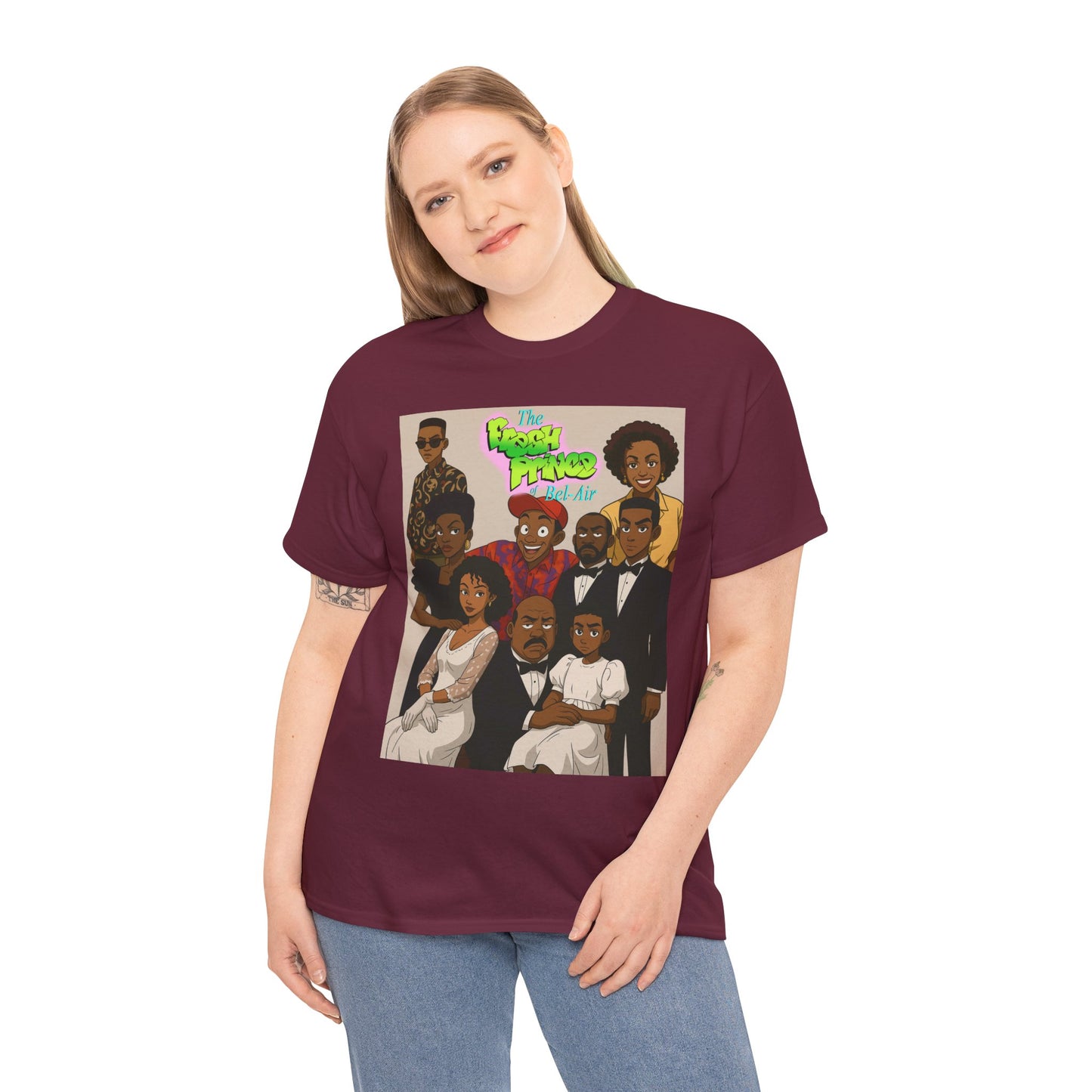 The Fresh Prince Unisex Heavy Cotton Tee - Nostalgic Cartoon Graphic Shirt