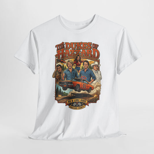 Dukes of Hazzard Vintage Graphic Tee — Classic TV Cast & General Lee Design