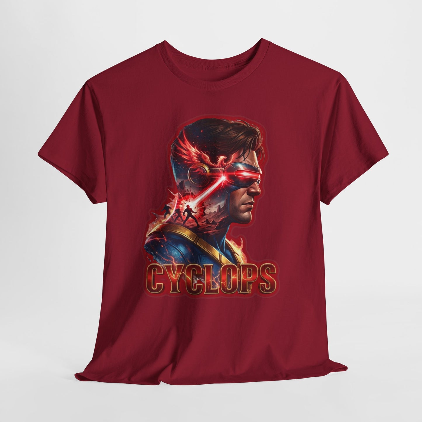 Cyclops Superhero Graphic Tee — Retro Comic Profile Design