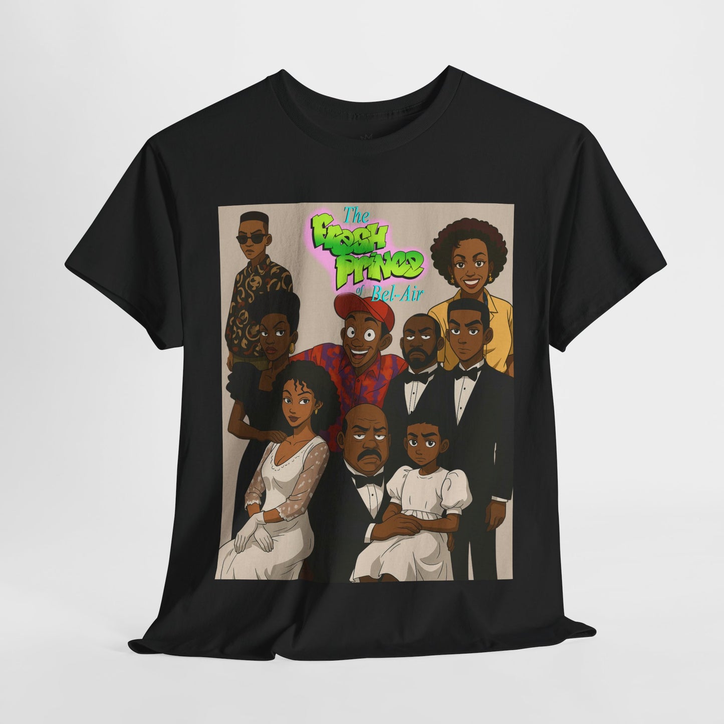 The Fresh Prince Unisex Heavy Cotton Tee - Nostalgic Cartoon Graphic Shirt