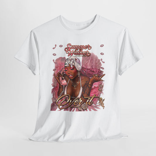 Over It Tee — ‘Summer’s Vibes’ Pink Afro Girl Graphic T-Shirt