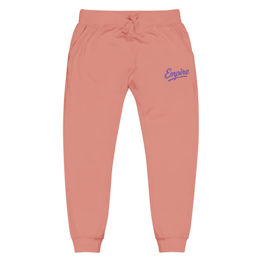 Empire Signature Embroidered Sweatpants — Minimal Fleece with Purple 'Empire' Logo