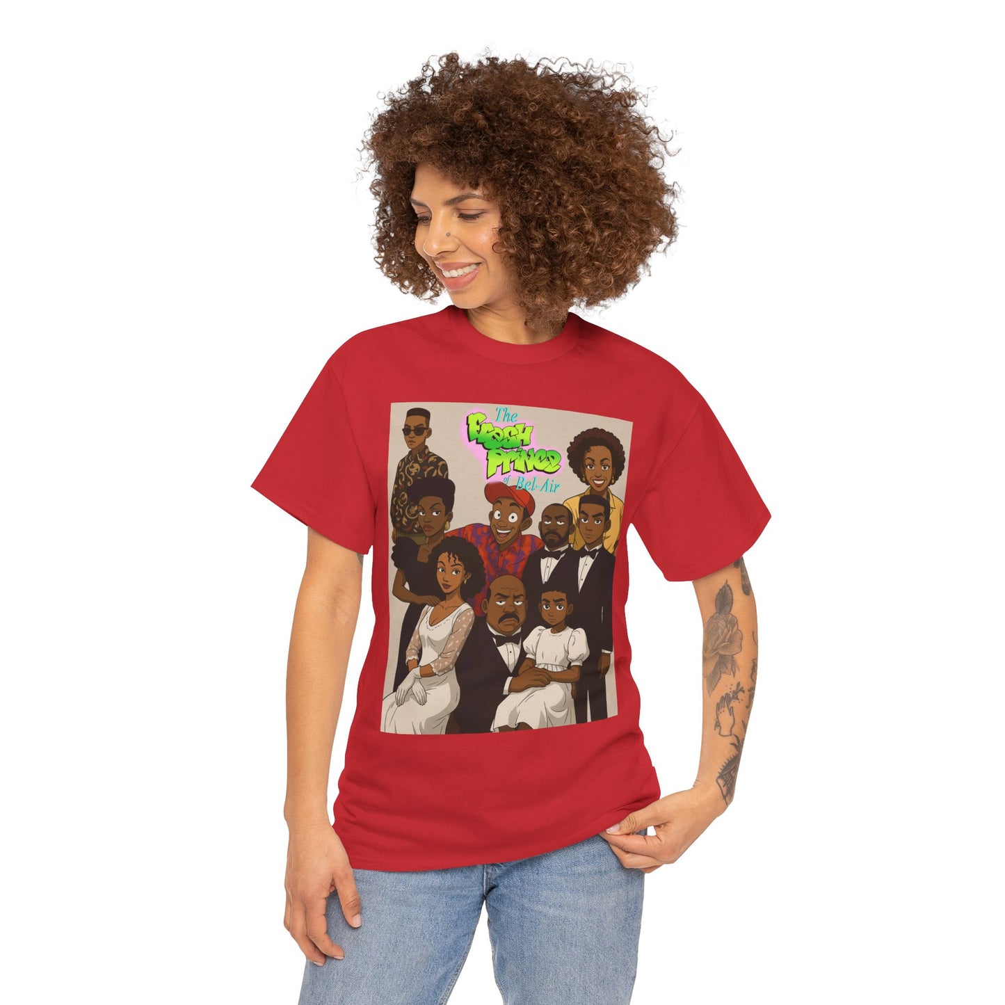 The Fresh Prince Unisex Heavy Cotton Tee - Nostalgic Cartoon Graphic Shirt
