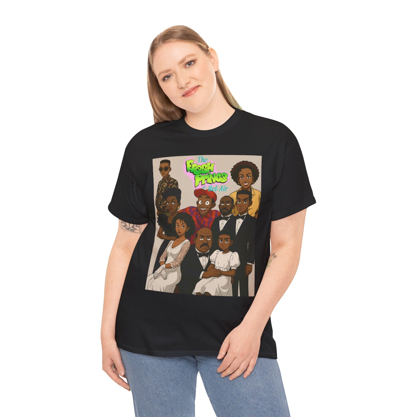 The Fresh Prince Unisex Heavy Cotton Tee - Nostalgic Cartoon Graphic Shirt