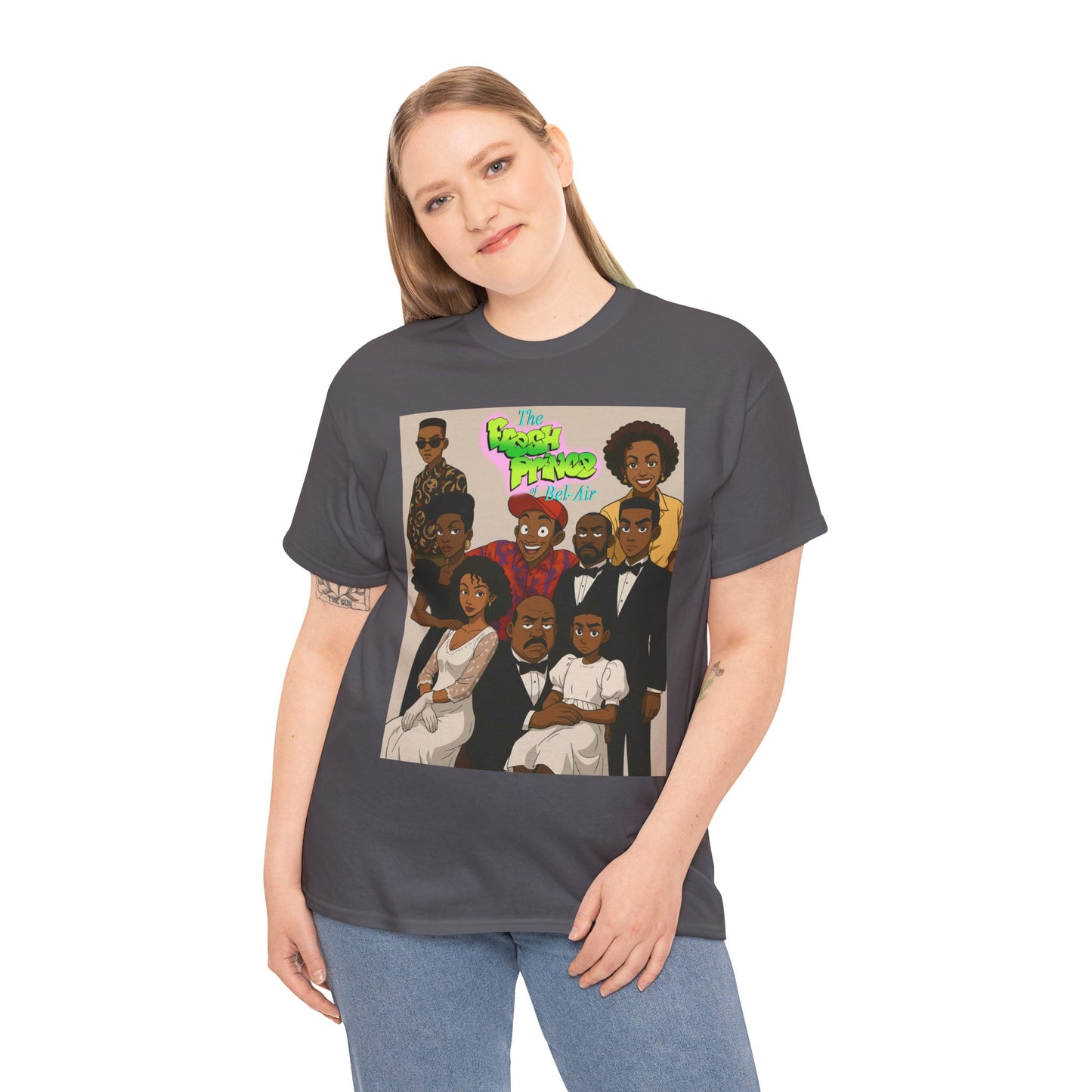 The Fresh Prince Unisex Heavy Cotton Tee - Nostalgic Cartoon Graphic Shirt