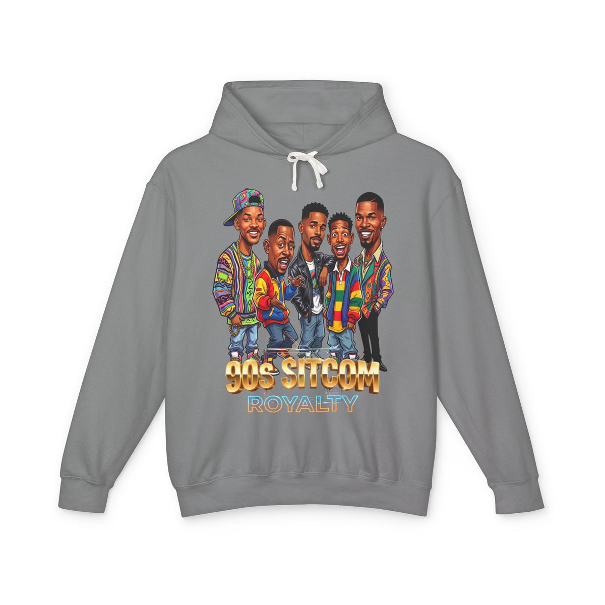 90s Sitcom Tribute Hoodie — Cartoon Cast Graphic Pullover