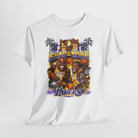 Kobe & Shaq Lakers Tee, Unisex Heavy Cotton T-Shirt, Basketball Fan Apparel, Sports Gift, Retro Basketball Graphic