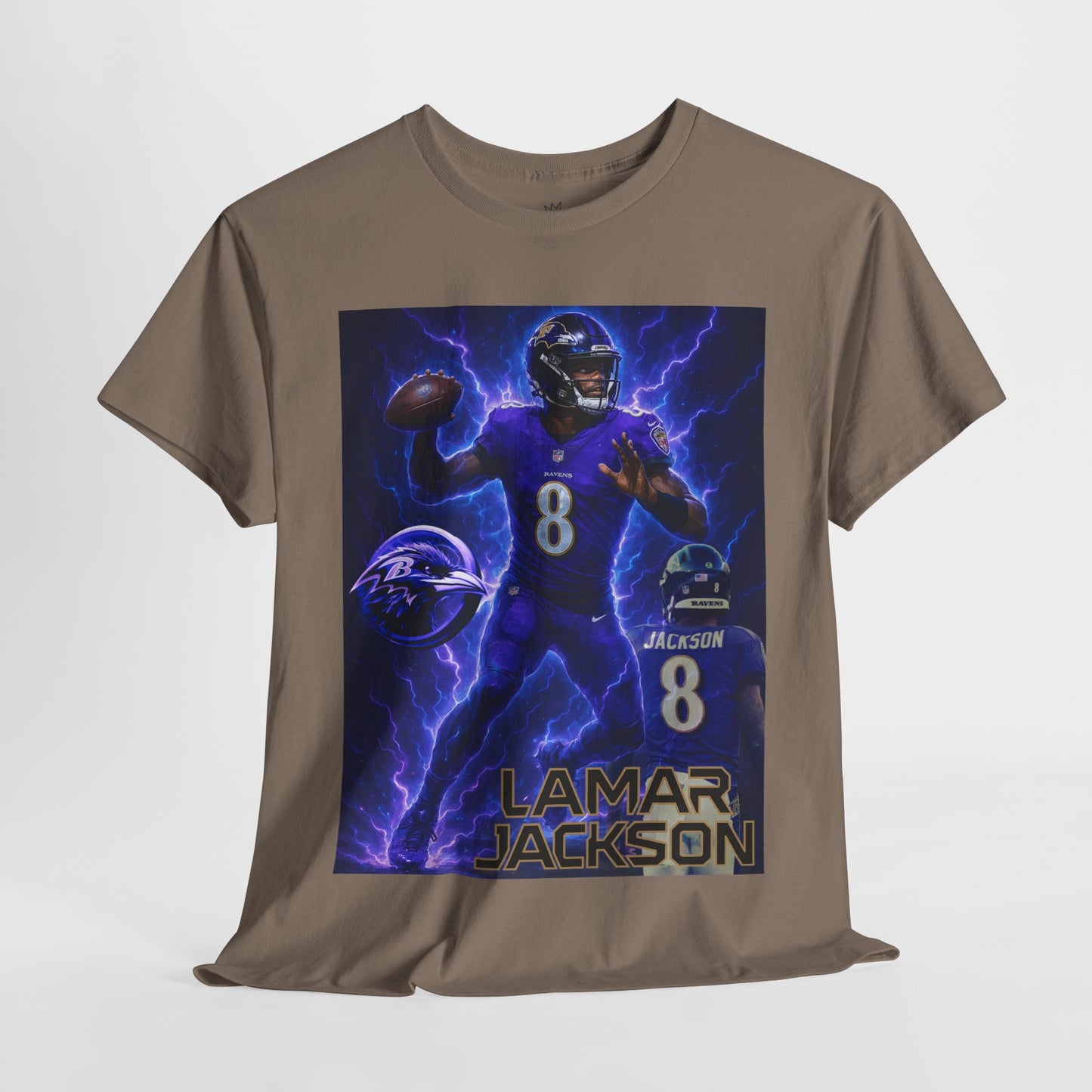 Lamar Jackson Lightning Tee – Unisex Cotton Shirt, Football Fan Gift, Sports Apparel, Game Day Outfit, NFL Merchandise