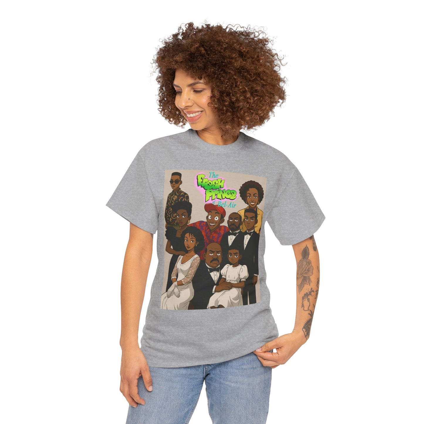 The Fresh Prince Unisex Heavy Cotton Tee - Nostalgic Cartoon Graphic Shirt