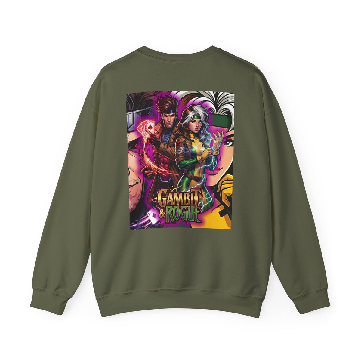 Gambit & Rogue Graphic Crewneck Sweatshirt — X-Men Comic Retro Art