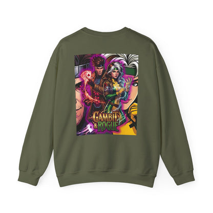 Gambit & Rogue Graphic Crewneck Sweatshirt — X-Men Comic Retro Art
