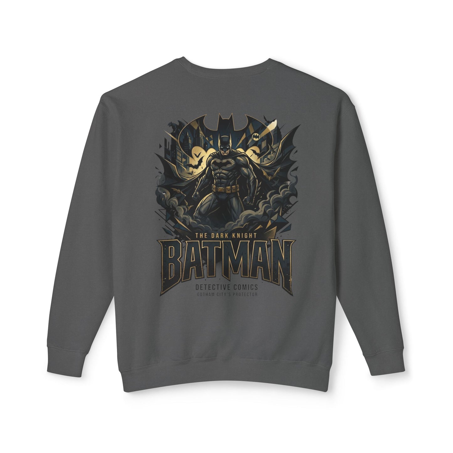 Batman Graphic Crewneck Sweatshirt — Vintage Dark Knight Logo & Back Art