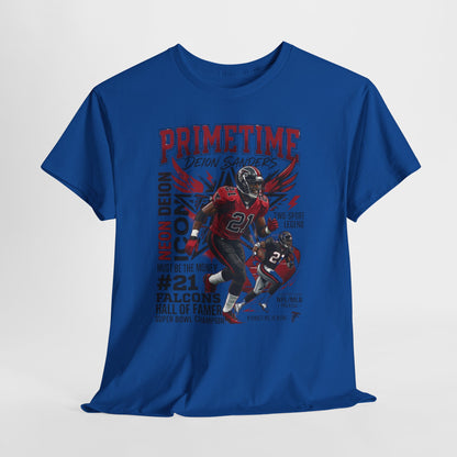 Primetime Deion Sanders Football T-Shirt — Falcons #21 Retro Graphic Tee