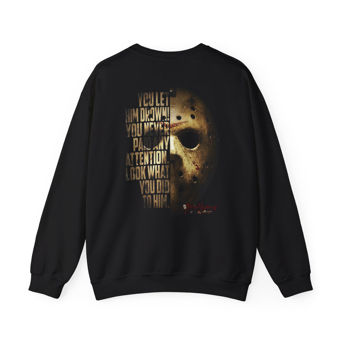 Jason Voorhees Mask Graphic with Quote Crewneck Sweatshirt