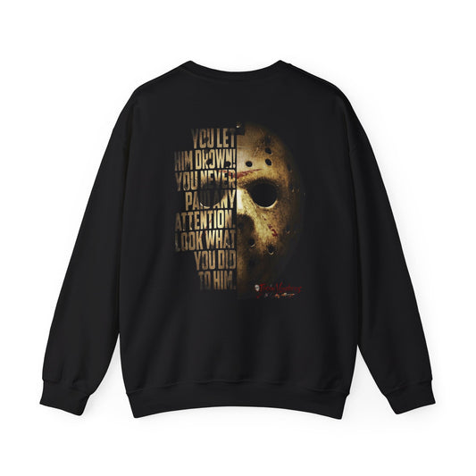 Jason Voorhees Mask Graphic with Quote Crewneck Sweatshirt