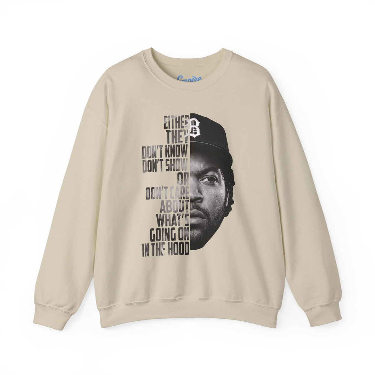 Boyz N the Hood Doughboy Sweatshirt — Half-Face Portrait with 'They Don't Know' Quote