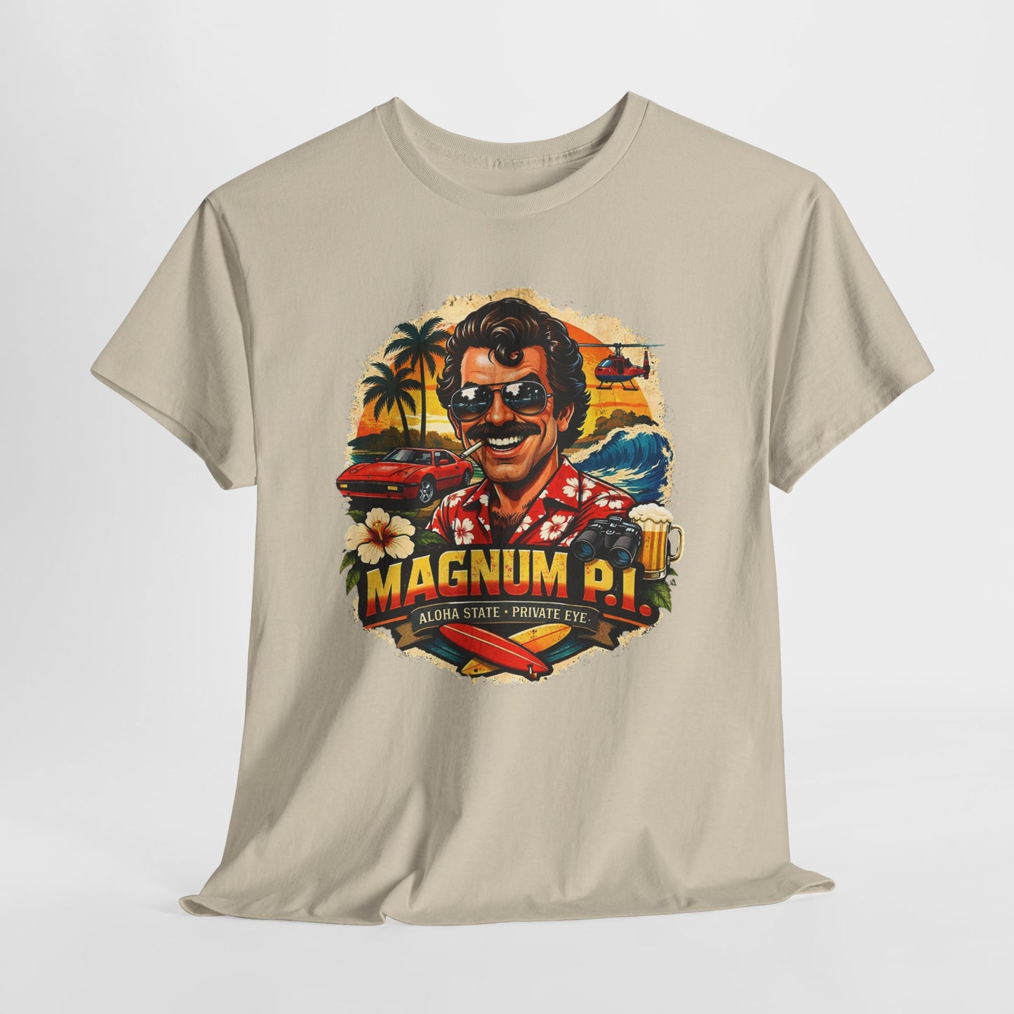 Retro Detective TV Graphic Tee — 'Magnum P.I.' Vintage Island Vibe T-Shirt