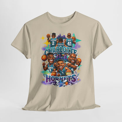 Charlotte Hornets Basketball T-Shirt — Team Player Caricature Tee