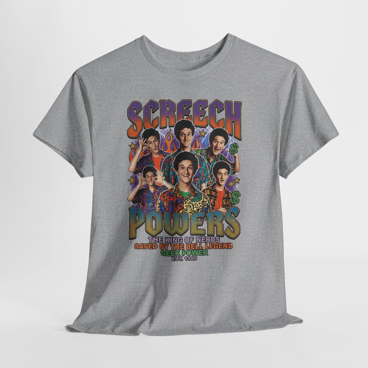 Screech Powers Retro Cast Portrait Tee — Vintage TV Show Graphic T‑Shirt