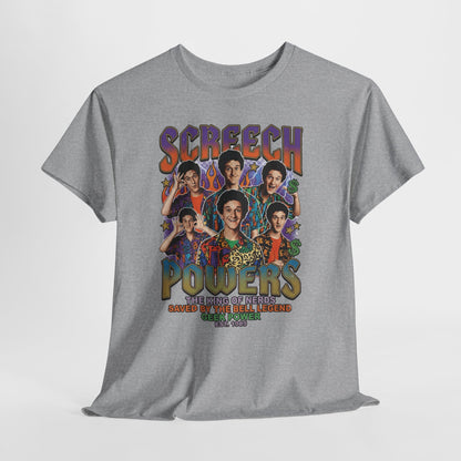 Screech Powers Retro Cast Portrait Tee — Vintage TV Show Graphic T‑Shirt
