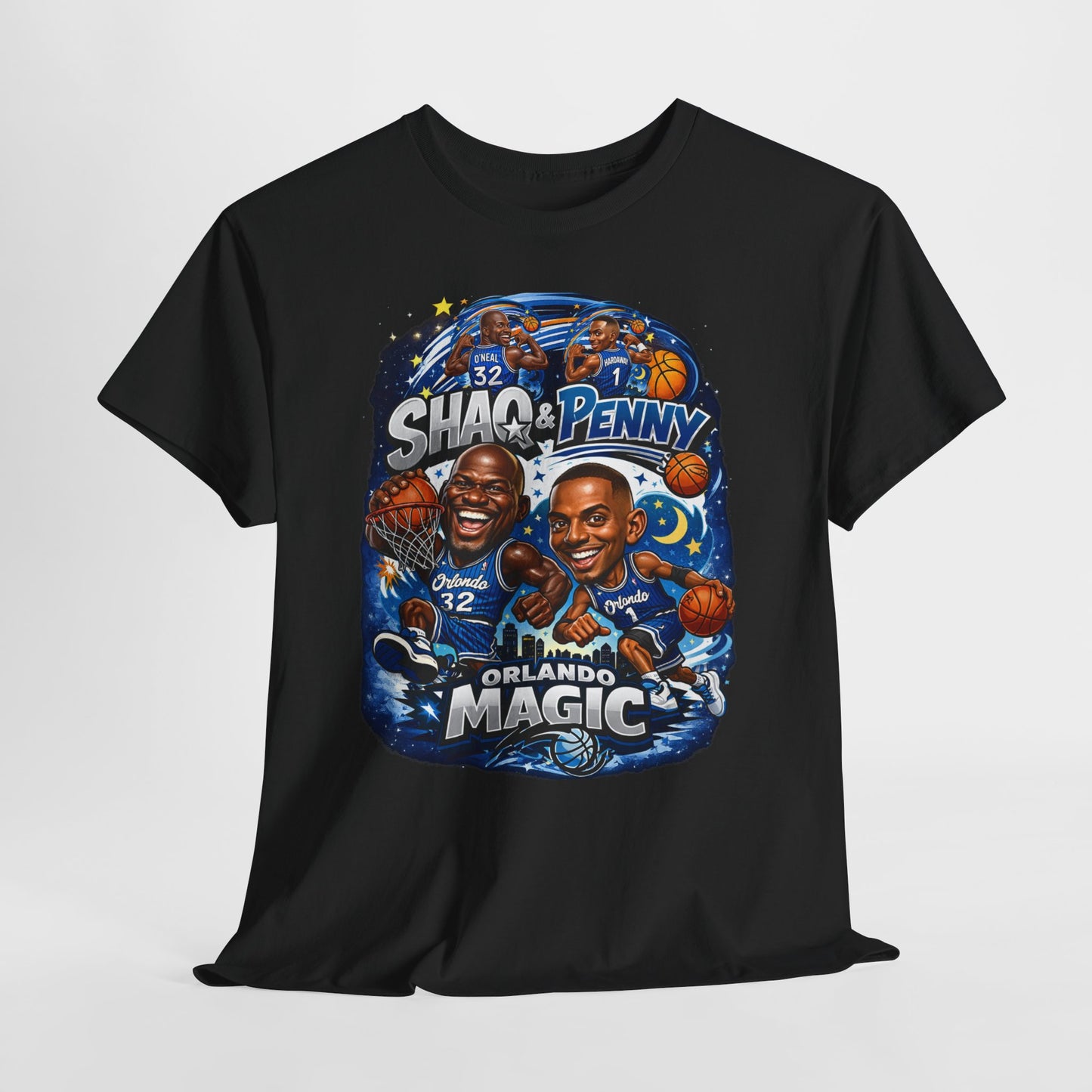 Orlando Magic Basketball Tee — Shaq & Penny Retro Cartoon Design