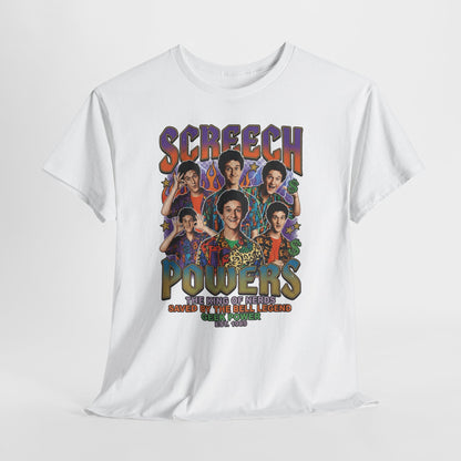 Screech Powers Retro Cast Portrait Tee — Vintage TV Show Graphic T‑Shirt
