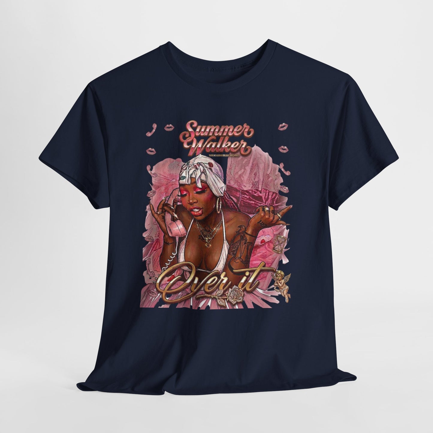 Over It Tee — ‘Summer’s Vibes’ Pink Afro Girl Graphic T-Shirt