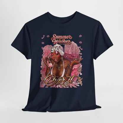 Over It Tee — ‘Summer’s Vibes’ Pink Afro Girl Graphic T-Shirt