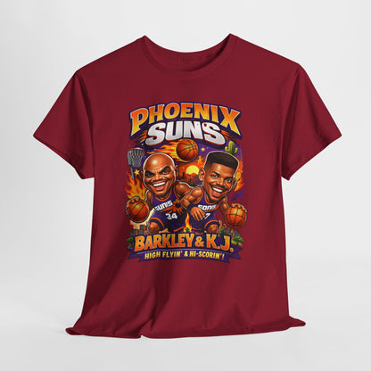 Phoenix Suns Barkley & K.J. Graphic Tee — Retro Basketball Cartoon Shirt