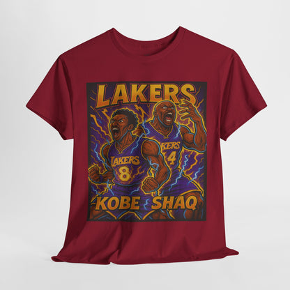 Kobe & Shaq Lakers Tee, Retro Basketball Graphic