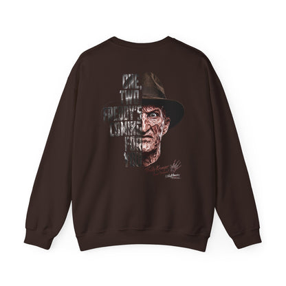 Freddy Krueger Crewneck Sweatshirt – "One, Two... Freddy's Coming For You" Horror Pullover