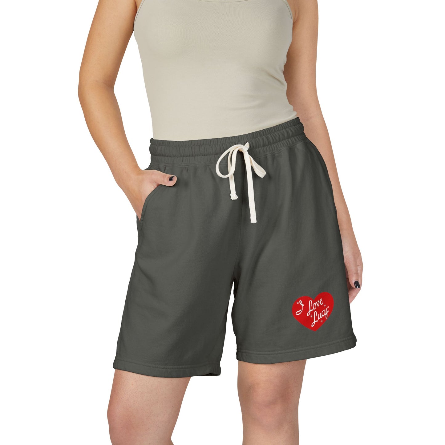 I Love Lucy Fleece Sweat Shorts — Garment-Dyed Lightweight Lounge Shorts
