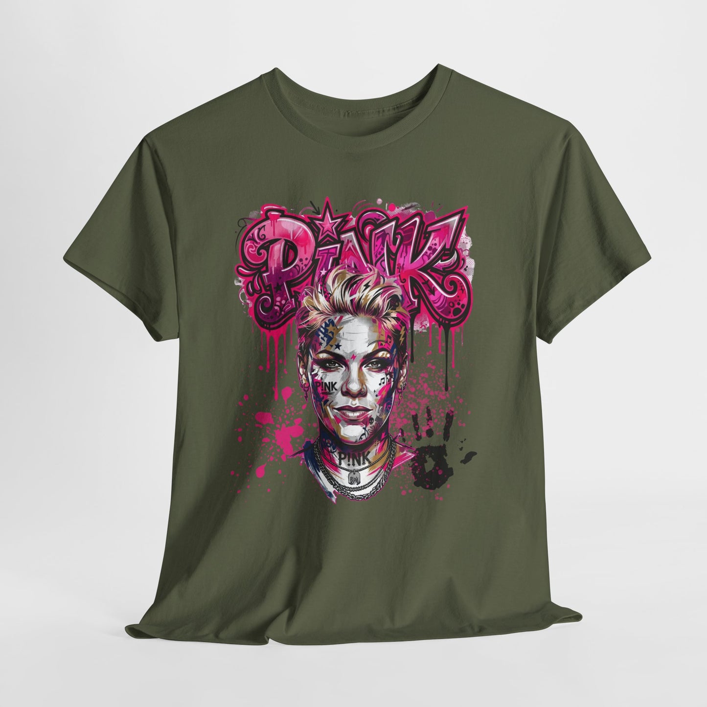 Graphic Tee — Pink Graffiti Portrait T‑Shirt