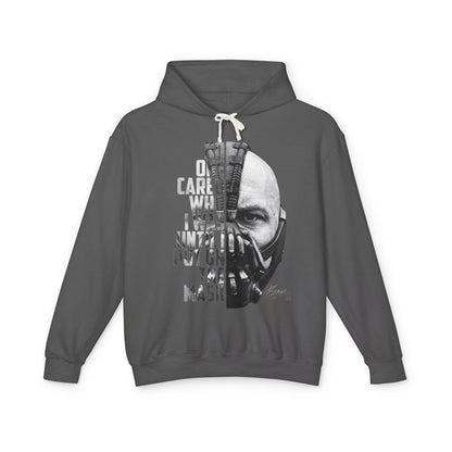 Bane Mask Split-Face Hoodie — "No One Cared Who I Was Until I Put On the Mask" Graphic