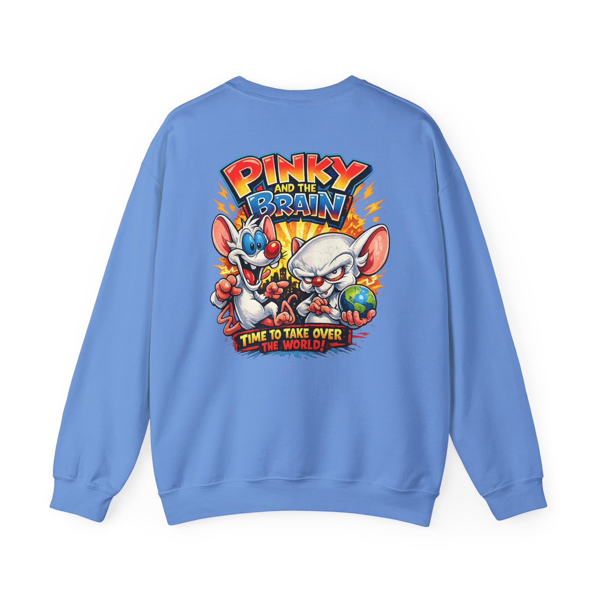Pinky and the Brain Crewneck Sweatshirt - 'Time to Take Over the World' Graphic