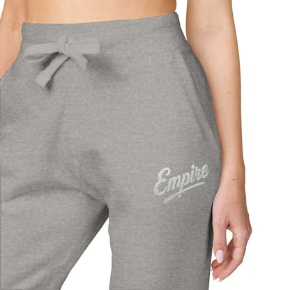 Empire Signature Embroidered Sweatpants — Minimal Fleece with White 'Empire' Logo