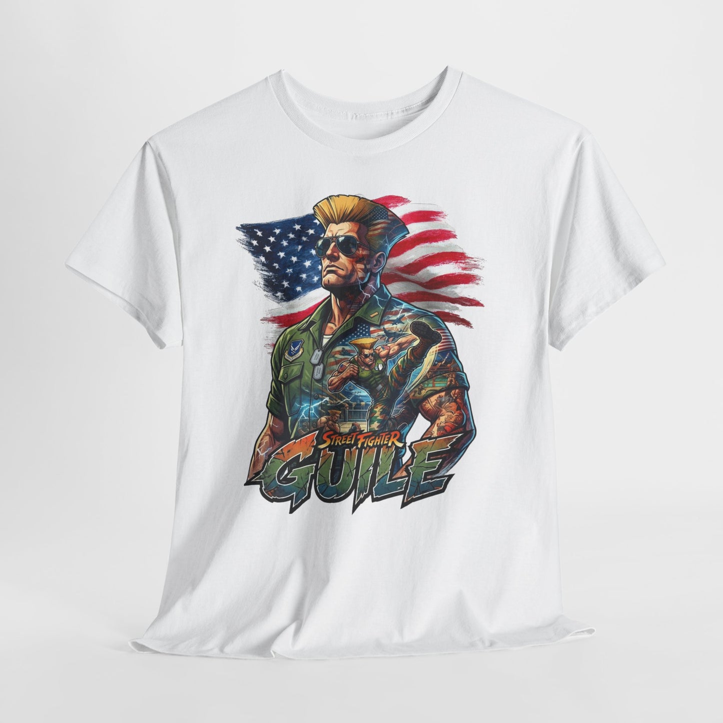 Guile Retro Fighter T‑Shirt — Patriotic Video Game Tribute