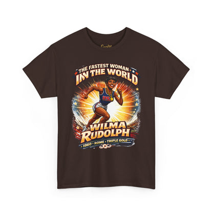 Wilma Rudolph “The Fastest Woman in the World” Graphic Tee – 1960 Rome Triple Gold Olympic Tribute Shirt