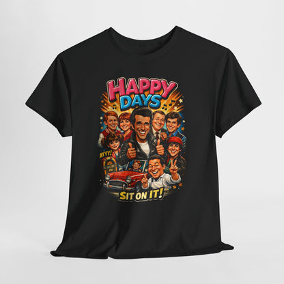 Happy Days Retro TV Cast T-Shirt — "Sit On It!" Vintage 70s Sitcom Tee