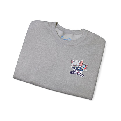 Pinky and the Brain Crewneck Sweatshirt - 'Time to Take Over the World' Graphic