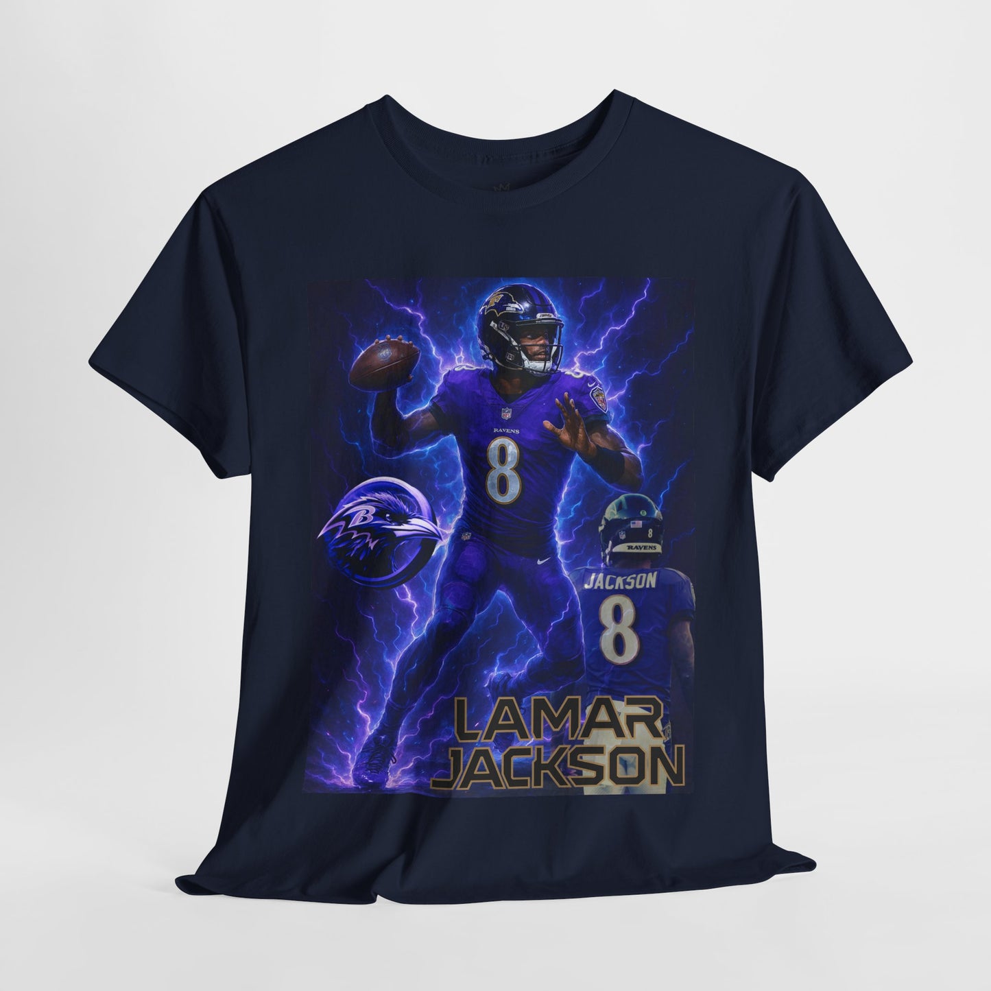 Lamar Jackson Lightning Tee – Unisex Cotton Shirt, Football Fan Gift, Sports Apparel, Game Day Outfit, NFL Merchandise
