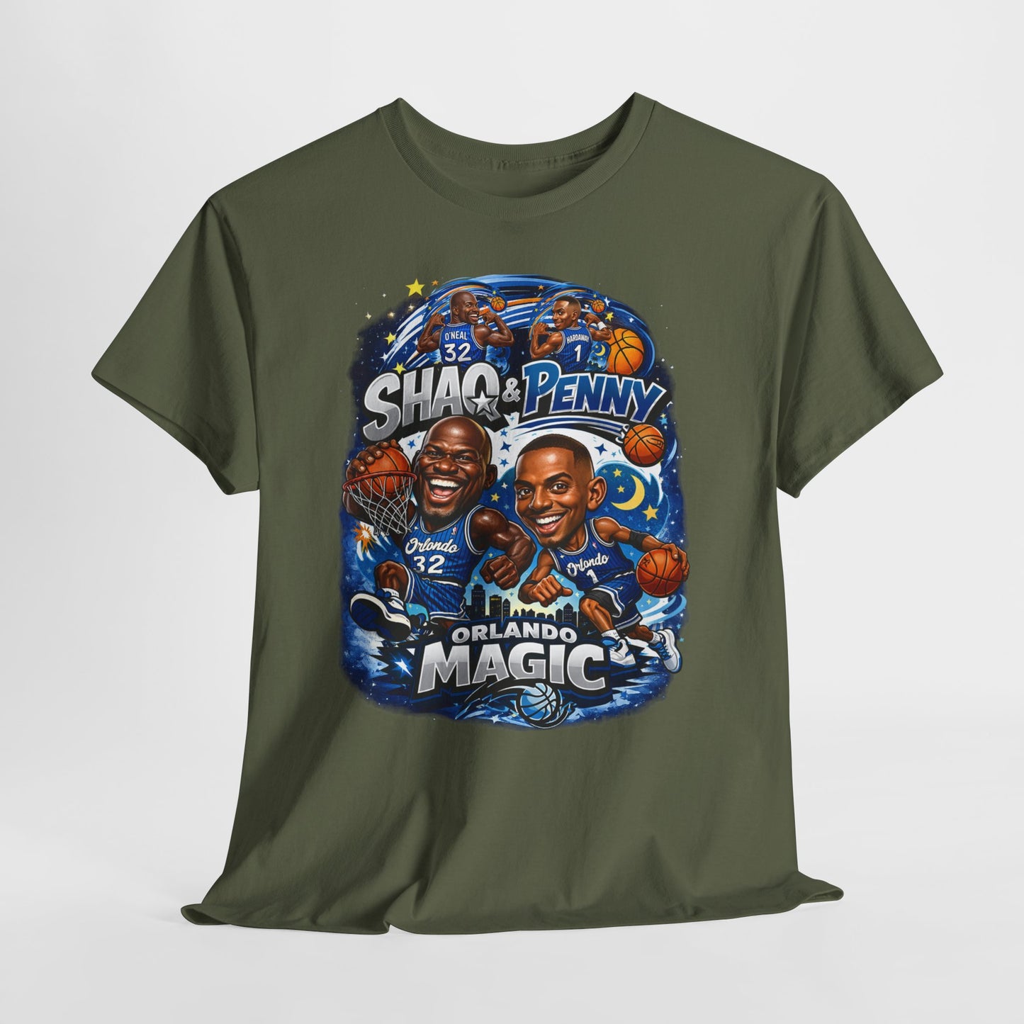 Orlando Magic Basketball Tee — Shaq & Penny Retro Cartoon Design