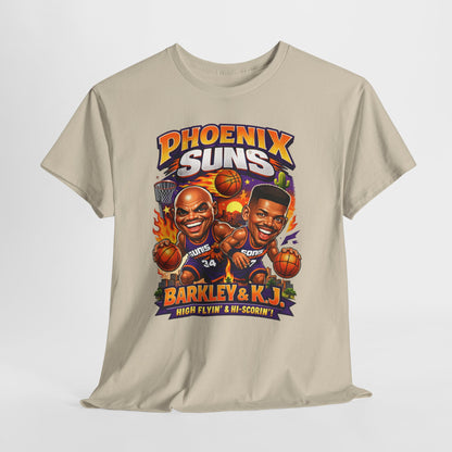 Phoenix Suns Barkley & K.J. Graphic Tee — Retro Basketball Cartoon Shirt