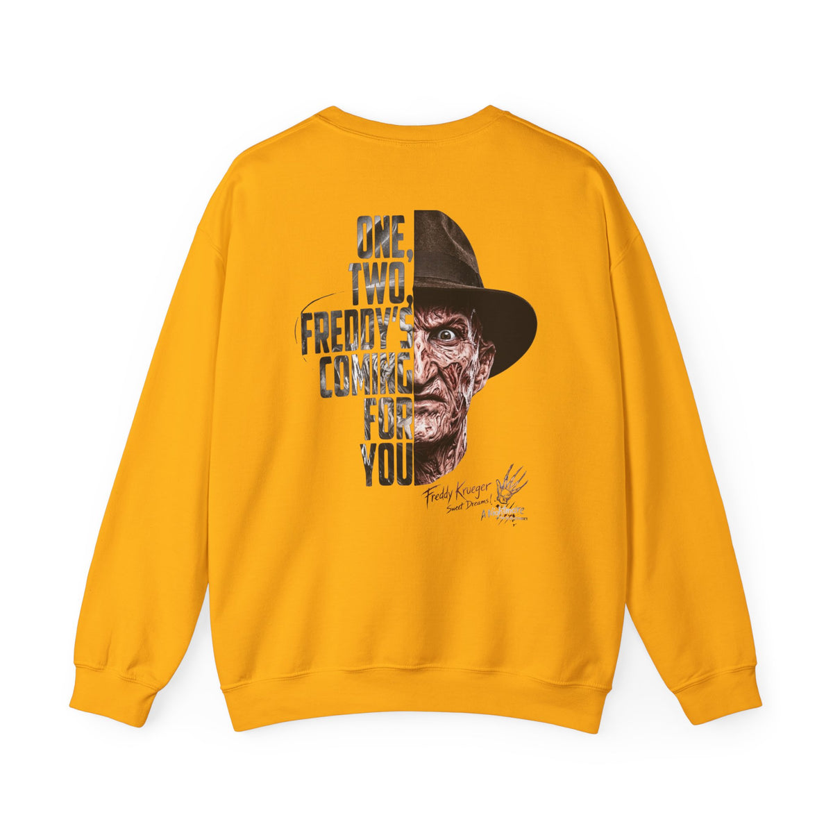 Freddy Krueger Crewneck Sweatshirt – "One, Two... Freddy's Coming For You" Horror Pullover