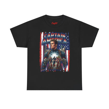 Captain America Graphic Tee - Patriotic Superhero Movie Poster T-Shirt