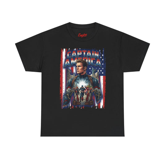 Captain America Graphic Tee - Patriotic Superhero Movie Poster T-Shirt